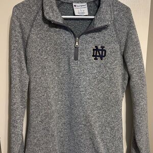 Champion Women's Gray Quarter-Zip Sweater Notre Dame logo